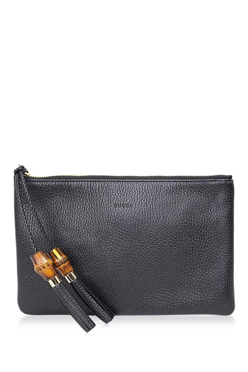 Gucci Black Satin Bamboo Croisette Clutch Gucci