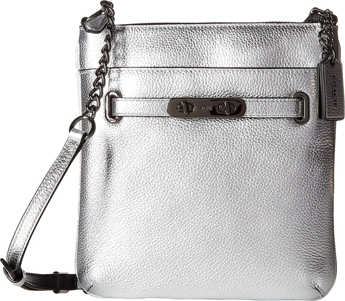 COACH Pebble Leather Chaise Silver Metal Crossbody Bag