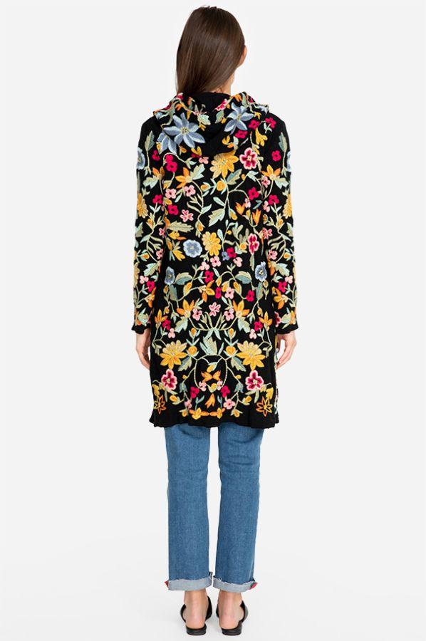 Clara Embroidered Jacket - Navy, Embroidered Flower
