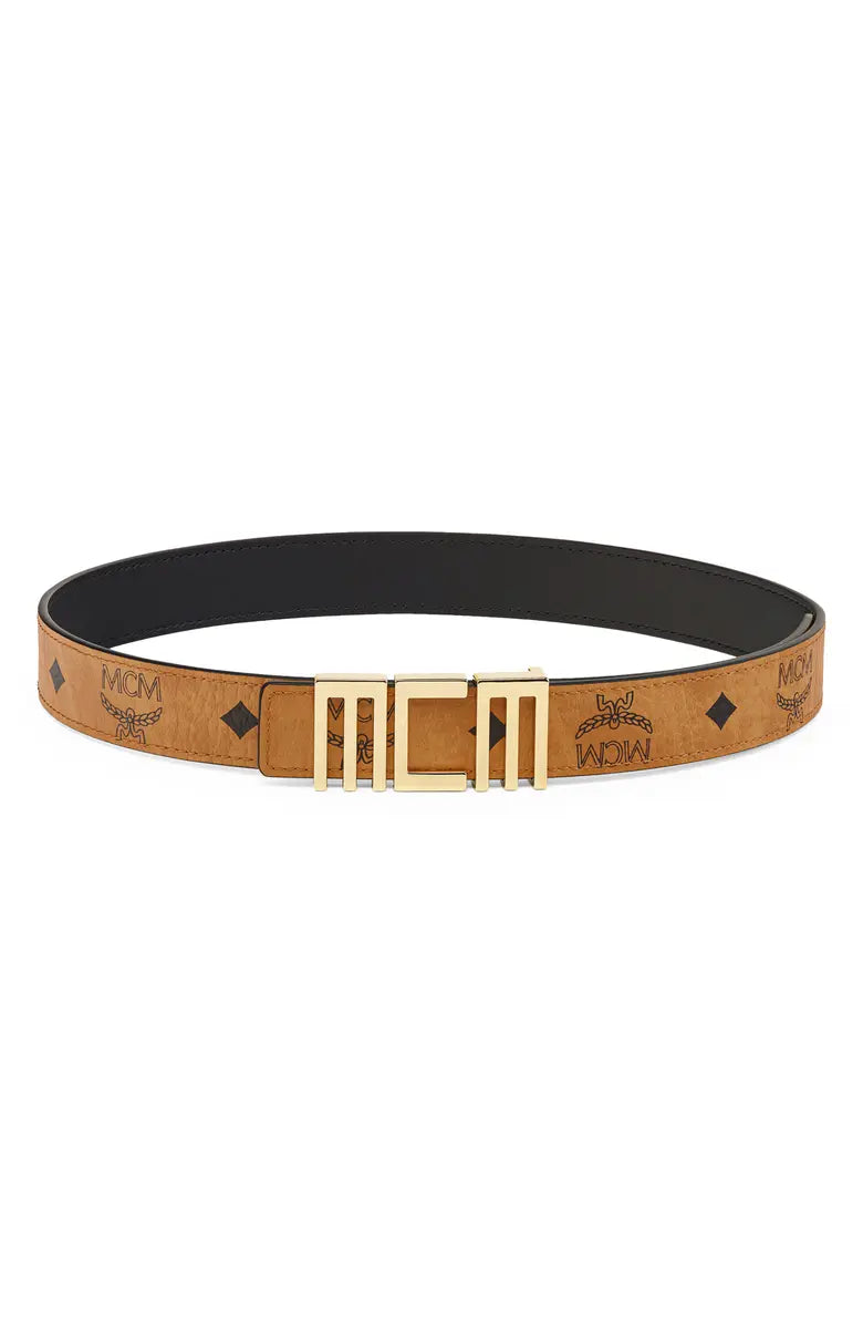 Logoed buckle eco leather belt