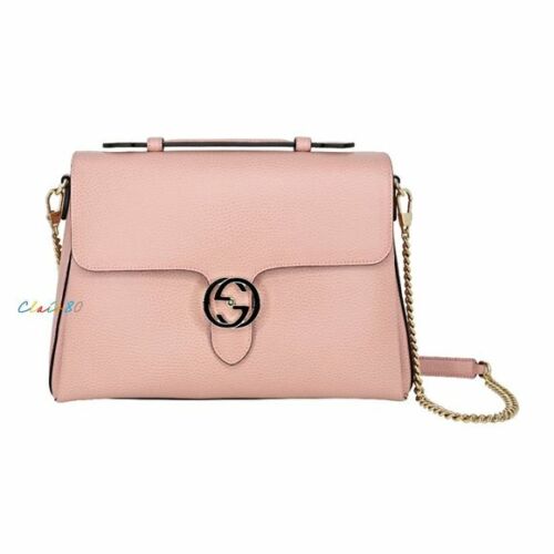 GUCCI Dollar Interlocking G Calfskin Leather Handbag Soft Pink 510306