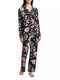 Johnny Was Carly Saint Ophelia PJ Set Floral Home Lounge Sleep Wear Black NEW