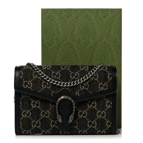 Gucci Dionysus GG Mini Chain Wallet Black Bag Crossbody Handbag Purse Italy NEW