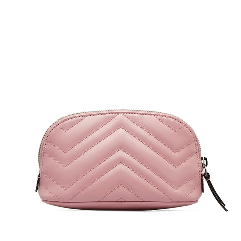 Gucci Marmont GG Pink Matelasse Pouch Clutch Leather Bag Handbag Purse New