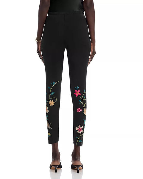 Johnny Was Rhoda Legging Floral Embroidery Pant Cotton Leggings Pants Black NEW