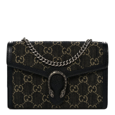 Gucci Dionysus GG Mini Chain Wallet Black Bag Crossbody Handbag Purse Italy NEW