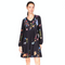 Johnny Was Adela Tiered Knit Dress Puff Butterfly Floral Embroidery Black NEW