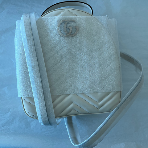 Gucci GG Marmont White Mystic Backpack Authentic Leather Italy Shoulder Bag NEW