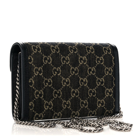 Gucci Dionysus GG Mini Chain Wallet Black Bag Crossbody Handbag Purse Italy NEW