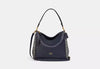 Coach Signature Jacquard Shay Leather Shoulder Bag Handbag Purse Navy Blue NEW