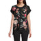 Johnny Was Joya Relaxed Drape Tee Flowers Black Shirt Floral Embroidery Top New