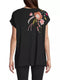 Johnny Was Joya Relaxed Drape Tee Flowers Black Shirt Floral Embroidery Top New