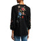 Johnny Was Maris Puff Long Sleeve Embroidery Black Tee Special Shirt Flower New