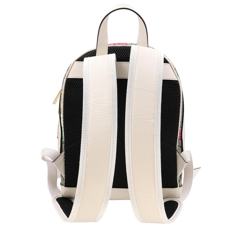 Gucci Ophidia Flora Beige White Leather Canvas Backpack Handbag Bag Italy NEW