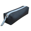 ILI New York Leather Two Tone Pencil Case Bag Zip Navy Blue Chambray Purse NEW