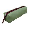 ILI New York Leather Two Tone Pencil Case Zip Bag Sage Eggplant Green Purse NEW