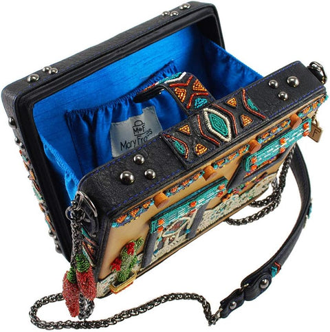 Mary Frances Adobe House Pueblo Multi Black Purse Beaded Bag Novelty Handbag NEW