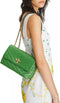 Tory Burch Kira Green Basil Chevron Small Convertible Shoulder Bag Leather PURSE Gold Handbag New