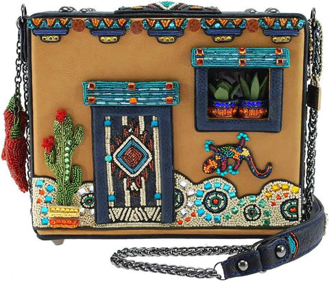 Mary Frances Adobe House Pueblo Multi Black Purse Beaded Bag Novelty Handbag NEW