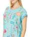 Johnny Was Katie Relaxed Drape Tee Shirt Marine Blue Top Floral Embroidered New