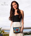 Mary Frances Day of the Dead Crossbody Beaded Handbag Embroidered Heart Bag Purse Blue NEW