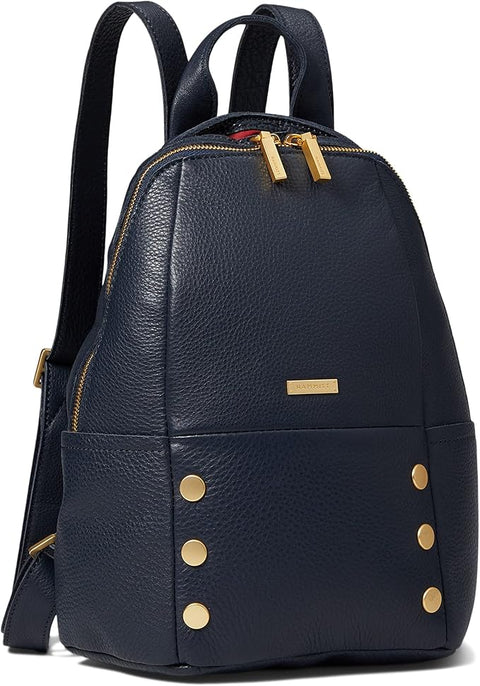 Hammitt Hunter Medium Backpack Navy Blue Tides Pebbled Leather Gold Zip Bag NEW