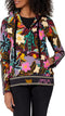 Johnny Was Wild Pullover Hoodie Sweatshirt Cotton Floral Shirt Top Pink Black NEW