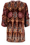 Johnny Was Geo Burnout Mali Tunic Top Shirt Burgundy Tribal Velvet Brown NEW