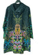 Johnny Was Magic Garden Long Hoodie Coat Knits Cotton Floral Zip Jacket Navy Blue NEW