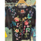 Johnny Was Maureen Trapunto 3/4 Tee Shirt Floral Embroidered Top Scuba Blue NEW