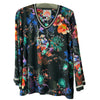 Johnny Was Janie Favorite V Kimono Midnight Tee Swing Floral Shirt Black Top NEW