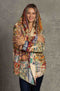 Johnny Was Mosaic Sherpa Jacket Reversible Floral Long Sleeve Flower Pockets Cream XXL New