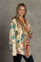 Johnny Was Mosaic Sherpa Jacket Reversible Floral Long Sleeve Flower Pockets Cream XXL New