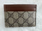 Gucci Supreme Monogram Card Holder Credit Case Dark Brown Wallet Beige Italy NEW