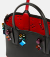 Christian Louboutin Cabata Mini Spike East West Tote Bag Black Red Handbag NEW