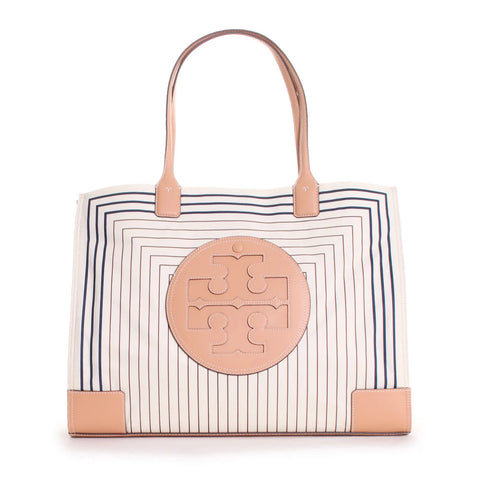 Tory Burch Ella Printed Tote Muse 2 Large Natural White Bag Handbag Purse NEW