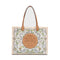 Tory Burch Ella Hot Floral Rabbit Field Nylon Leather Handbag Tote Bag Beige NEW