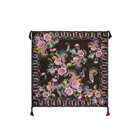 Johnny Was Laurel Canyon Camino Serra Cozy Blanket Reversible Home Lounge Floral Black NEW