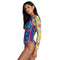 Johnny Was Rumba Mix Long Surf Shirt Swim Floral Zip Rash Guard Top Blue Yellow NEW