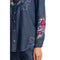 Johnny Was Button Down Oversized Shirt Tunic Floral Embroidery Denim Blue Top NEW