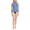 Johnny Was Rumba Mix Long Surf Shirt Swim Floral Zip Rash Guard Top Blue Yellow NEW