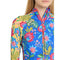 Johnny Was Rumba Mix Long Surf Shirt Swim Floral Zip Rash Guard Top Blue Yellow NEW