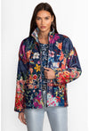 Johnny Was Joan Zip Cozy Sherpa Jacket Reversible Floral Mcdreamer Night Blue NEW