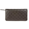 Gucci GG Large Dark Chocolate Brown Leather Zip Around Wallet Long Bifold New