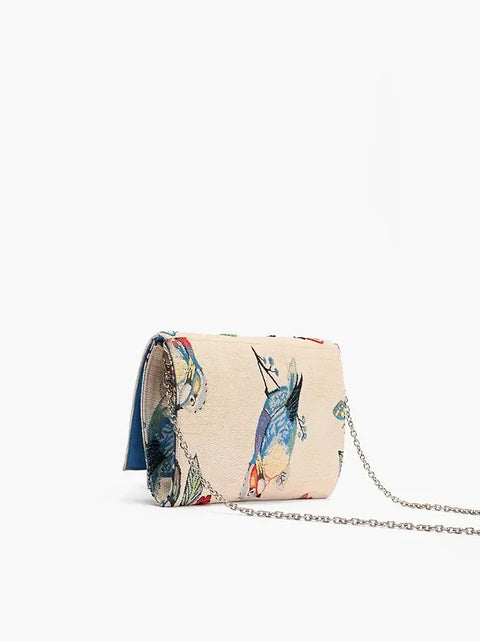 America & Beyond Birds In Paradise Butterfly Beaded Handbag Bag Cream Purse NEW