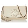 Gucci Soho GG Ivory Off White Leather Handbag Crossbody Clutch Italy Bag NEW