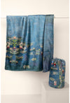 Johnny Was Laurel Canyon Cozy Blanket Water Lillies Claude Monet Reversible Home Lounge Blue NEW