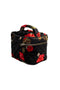 Johnny Was Rosana Makeup Bag Floral Velvet Red Flower Cosmetic Handbag Black NEW