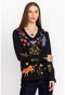 Johnny Was Adela Tiered Knit Dress Puff Butterfly Floral Embroidery Black NEW