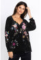 Johnny Was Floral Celestine Velvet Bishop Blouse Black Shirt Long Sleeve Top NEW